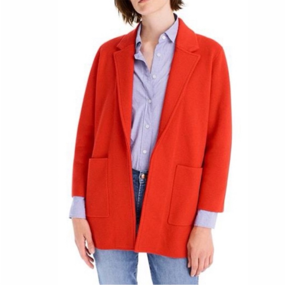 J. Crew Sophie Open-Front Red Sweater Blazer Sz S